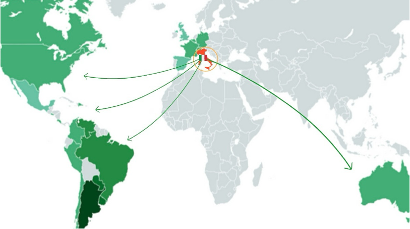 Novo decreto cidadania italiana. Mapa de imigração. 
